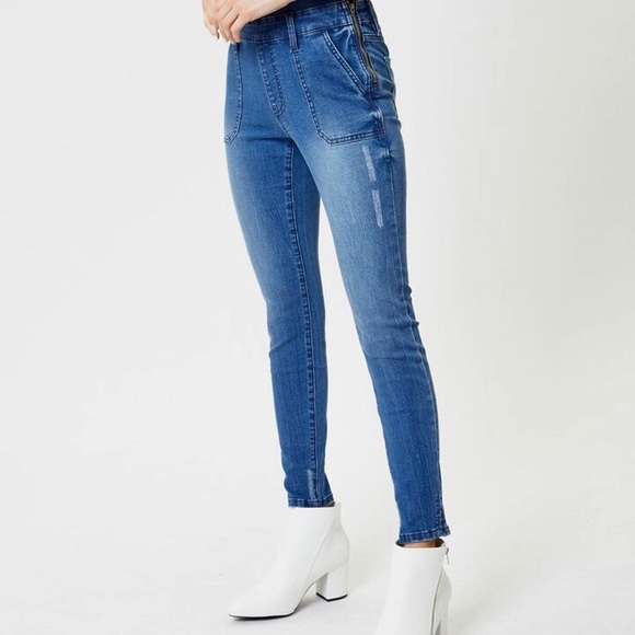 KANCAN DAPHNE DEEP BLUE SUPER SKINNY OVERALLS - Picture 8 of 11